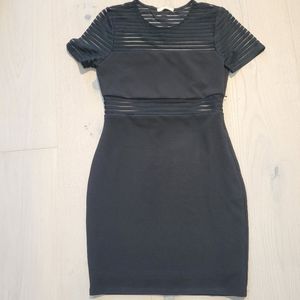 NWOT Black Striped Mesh Bodycon Dress